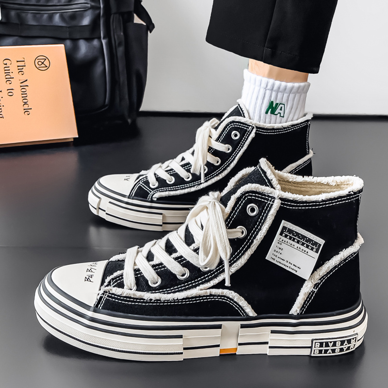 Men'S New Versatile Classic High-Top Trendy Youth Canvas Shoes for Outdoor Casual Wear.