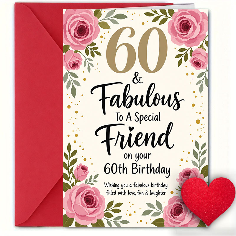 TEMU Birthday Card For Female Friend 60th Milestone Birthday - "60 And Fabulous To Friend On Your 60th Birthday " - Birthday Greeting Card, Female