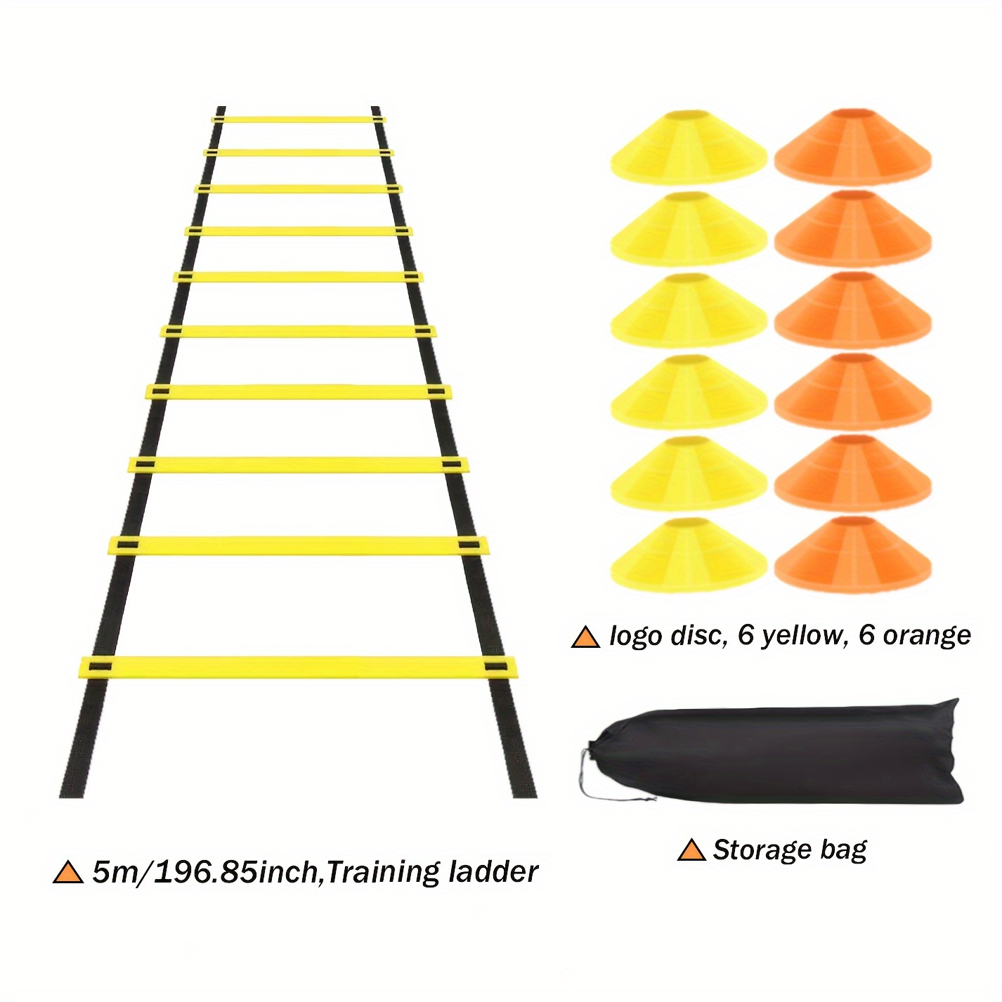 E-shop Ein Set PP Agility Ladders für Geschwindigkeitstraining, mit horizontalen Geschwindigkeitsleitern in verschiedenen Größen mit Kegeln, geeignet