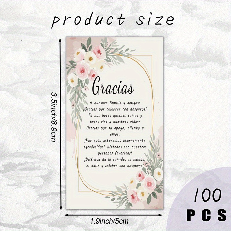 TEMU Juegos de tarjetas de agradecimiento de 100 unidades, tarjetas de agradecimiento en español, tarjetas de agradecimiento para , tarjetas de