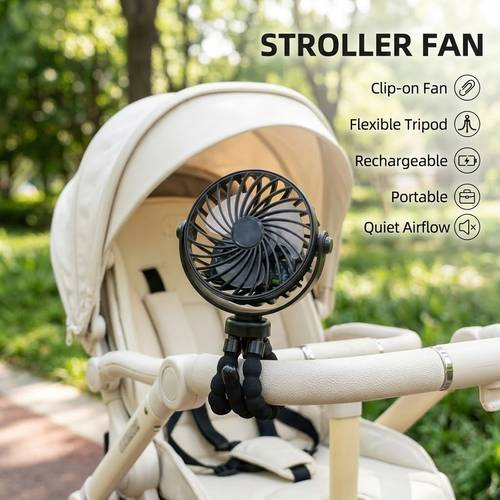 portable flexible tripod usb rechargeable mini octopus fan for car seat and travel 1pc