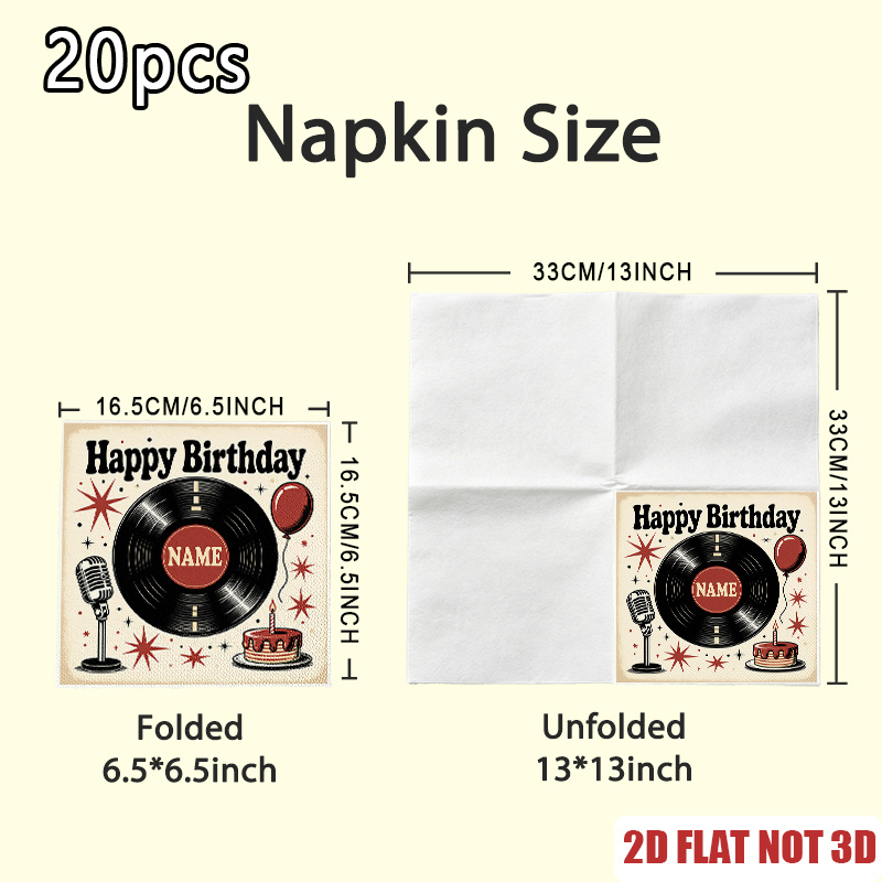 TEMU 20pcs Ysw Customizable Name/text Suitable For Wedding, Birthday, Party Hand Towels - Record Design With Labels, Decorative Paper Napkins For