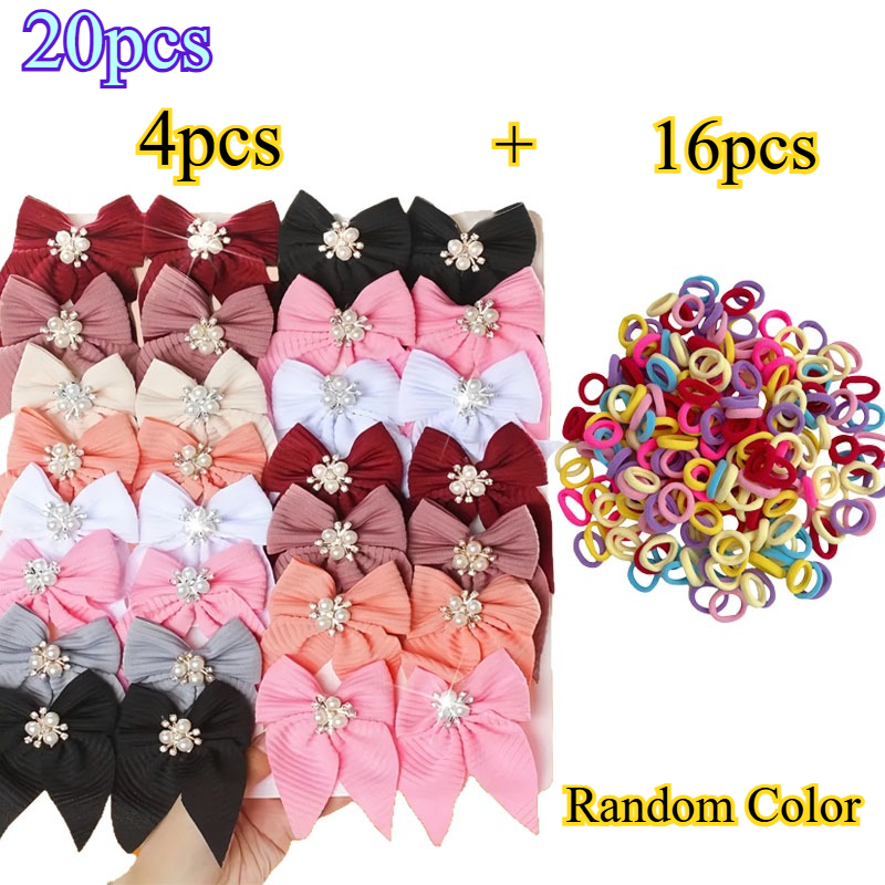 20/30pcs Elegant Hair Accessories Set with Rhinestone Bow Barrettes
