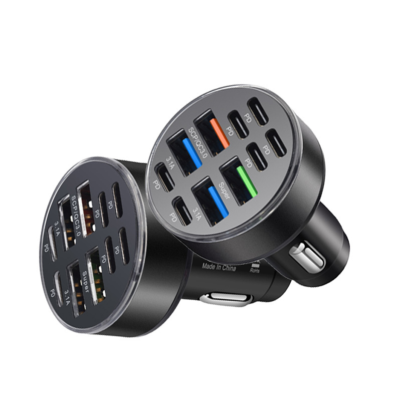 

10 Port Car Charger 2pcs Set - 40w Fast Charging Car Phone Charger, 4usb + 6pd Type C Qc3.0 Adapter, Portable Fast Charging - Universal Car Accessories