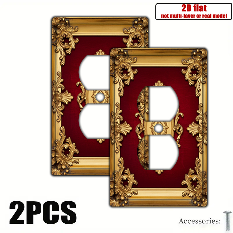 TEMU 2pcs 2d Flat Switch Cover, Camping And Picnic Red Festive New Year, Design Light Switch Plate Cover Wall Plate Decorative, Light Luxury Socket