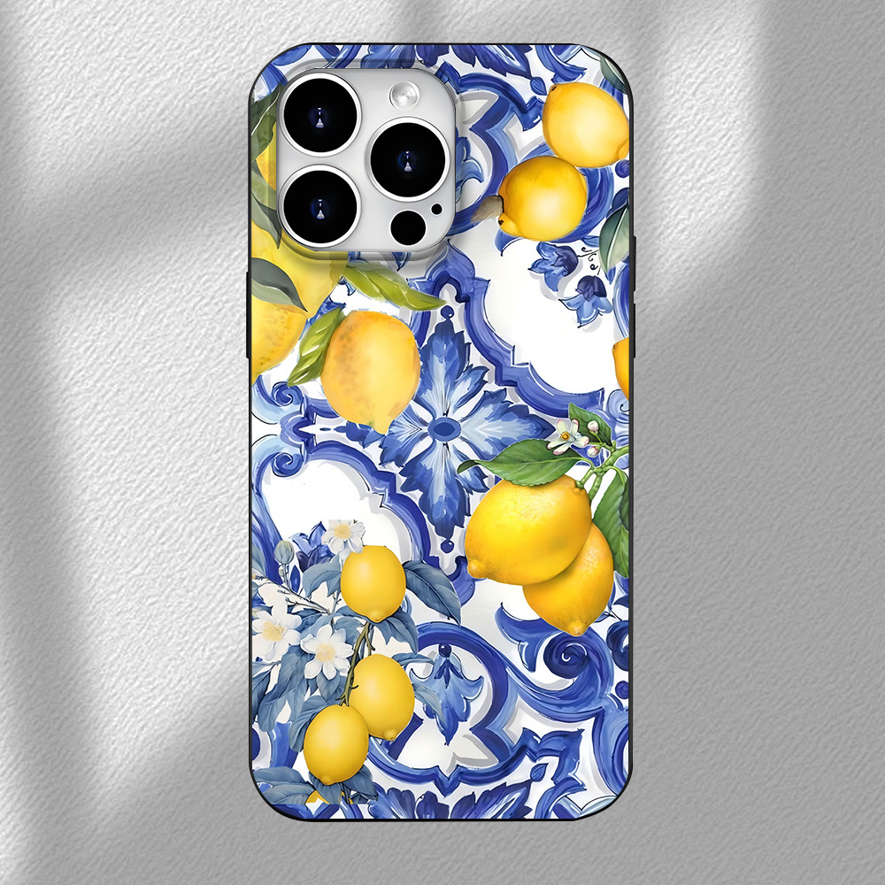 Image of Phone Case - Blue Floral Print Fashion Easy Pattern Shockproof Phone Case Fun Trendy Men Women Holiday Gift Phone Cover For Iphone 17 16 15 14 13 12 Pro Max