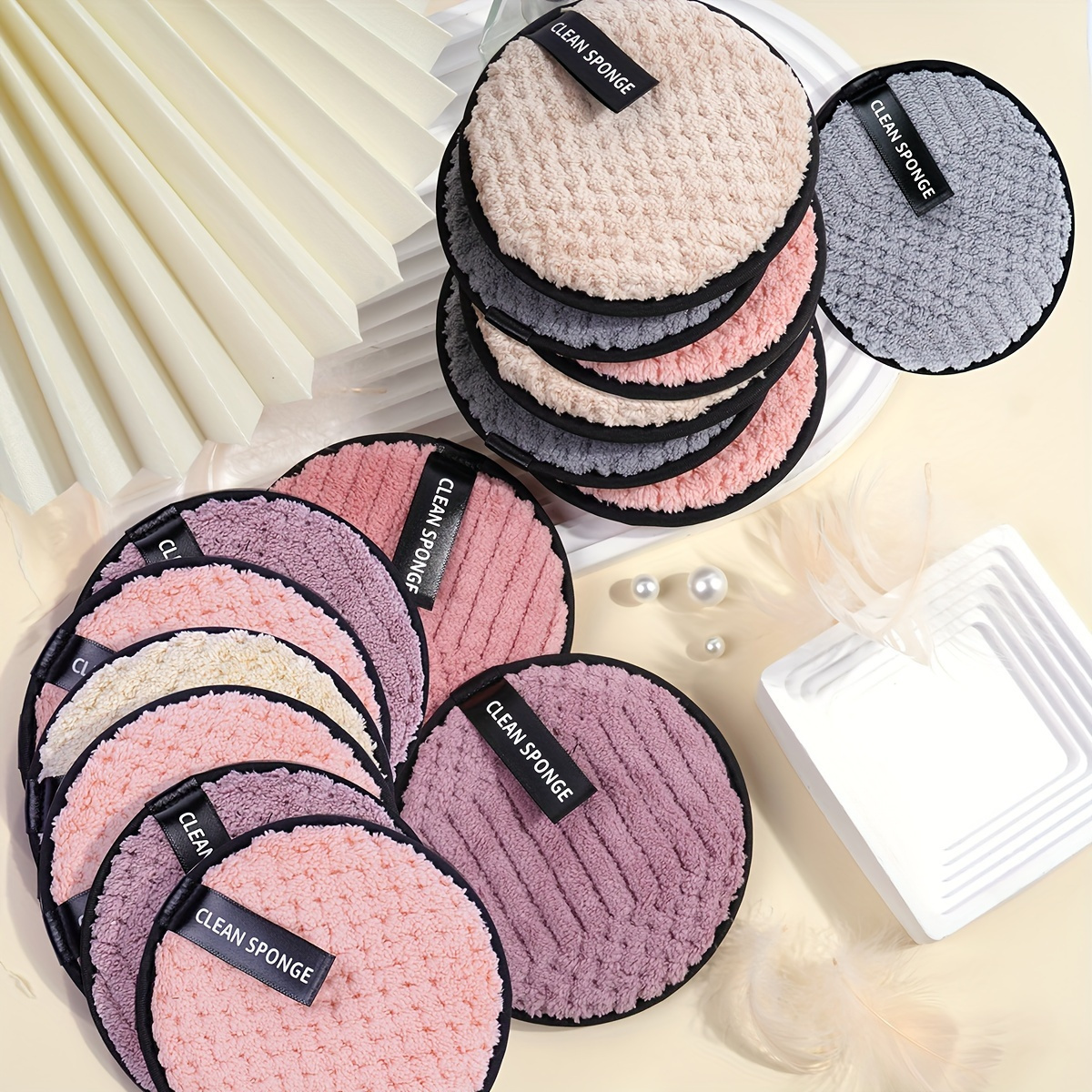 reusable dual sided makeup remover pads soft facial cleaning rounds washable cloths for removing makeup   in   colors and styles
