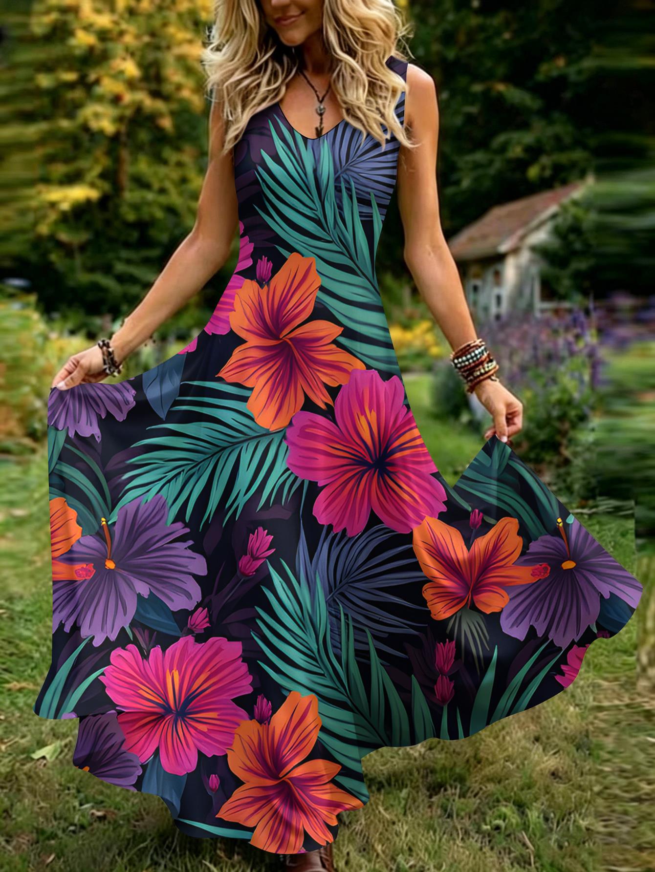 tropical dresses women sold on Temu United States