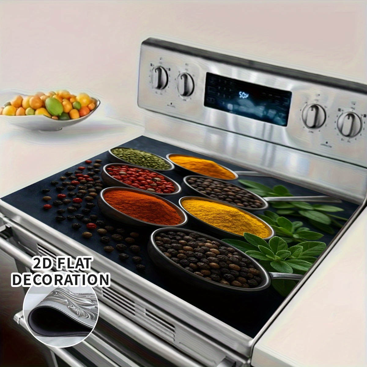 TEMU Integrated Stove Replacement Decorative Kit, 2d Flat Decoration Stove Protector, Stove Top Cover, Stove Top Covers For Electric Stove, Printed