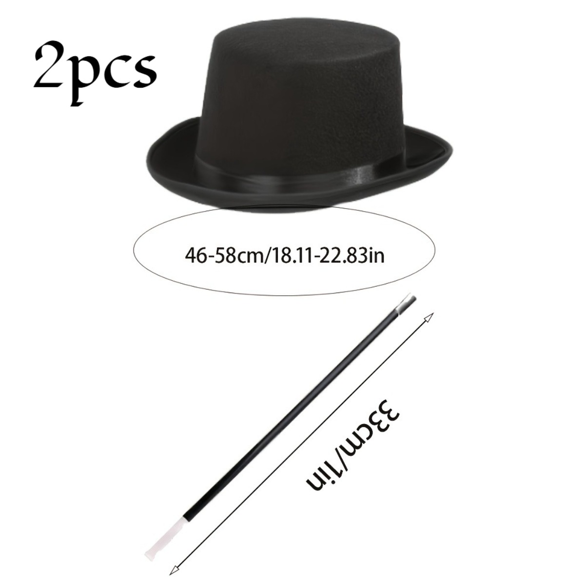 TEMU 2pcs Magician Costume, Includes Top Hat And Magic Wand, Unisex For Adults, Halloween Party Stage Outfit