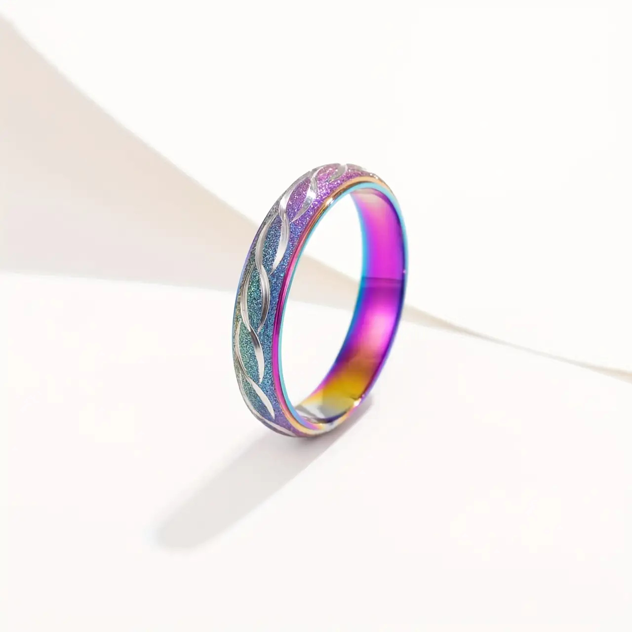 TEMU A Twisted Rope Ring Made Of Stainless Steel With A Frosted End, Designed For Women, Featuring A Unique And Fade-resistant Style For Direct
