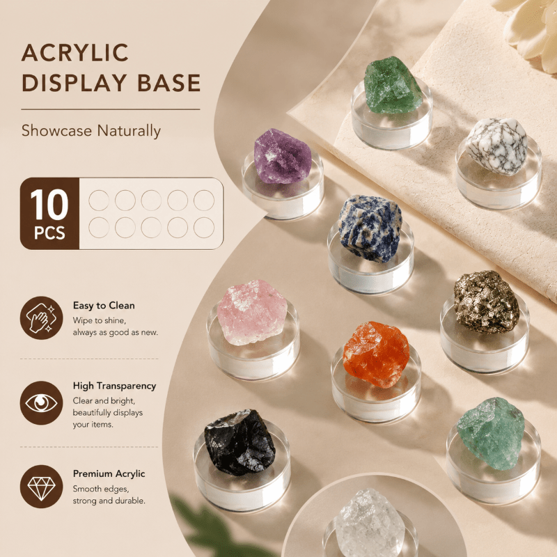 TEMU 10pcs Set Of Premium Display Stands, Transparent Acrylic Display Stands, 1cm/0.39in Thickness, Display Rack For Small Items, Suitable For