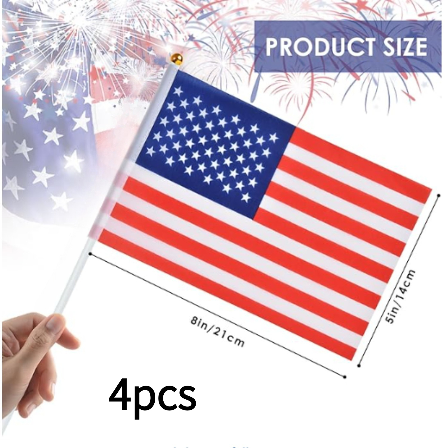 TEMU 4pcs Set Of American Flag Stick Flags Suitable For Day Decorations, Handheld American Flags With 11.81inch Poles For Memorial Day And Day