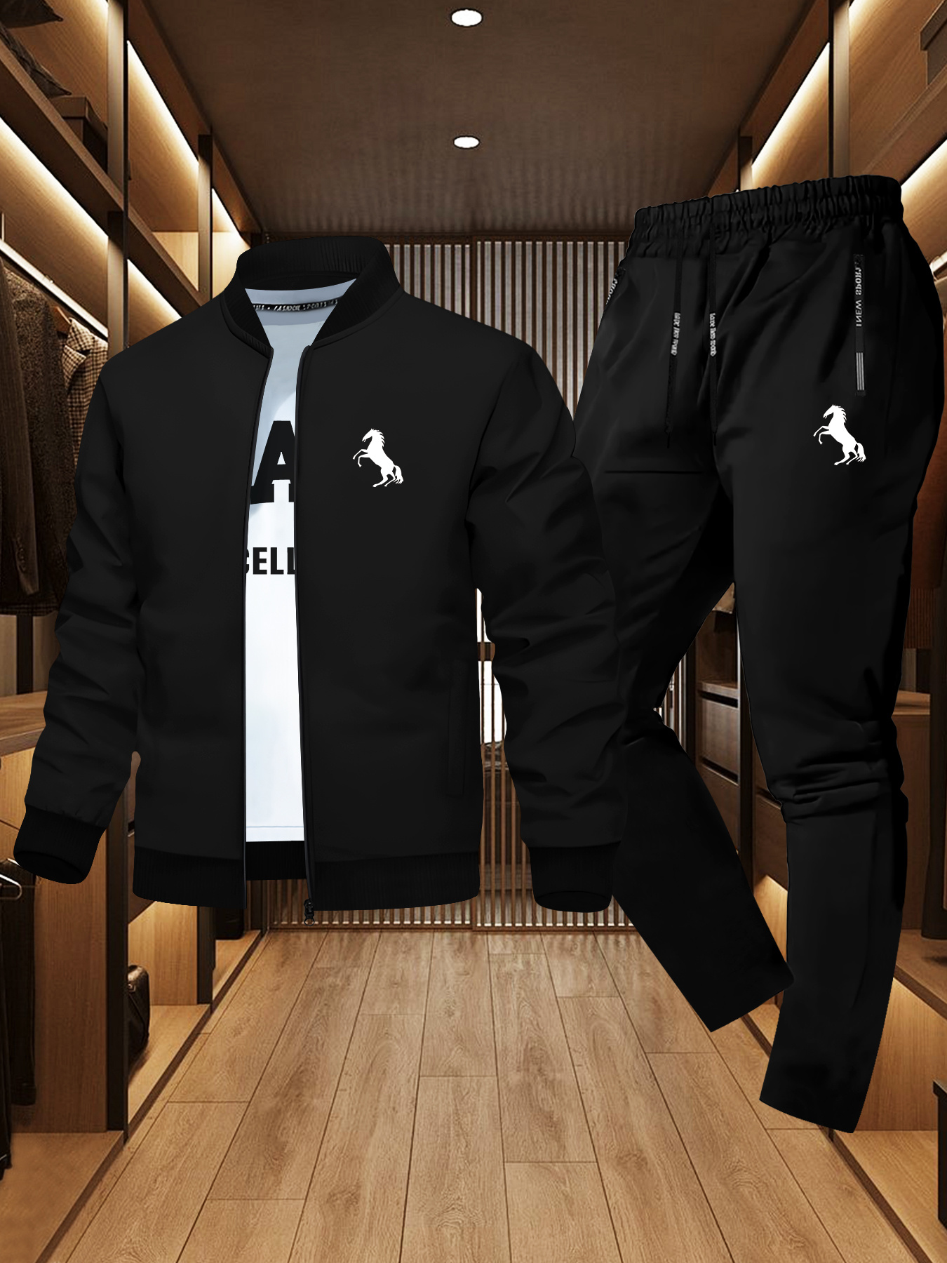 Trendy ontwerp jack voor heren, set van twee stukken met paardenprint