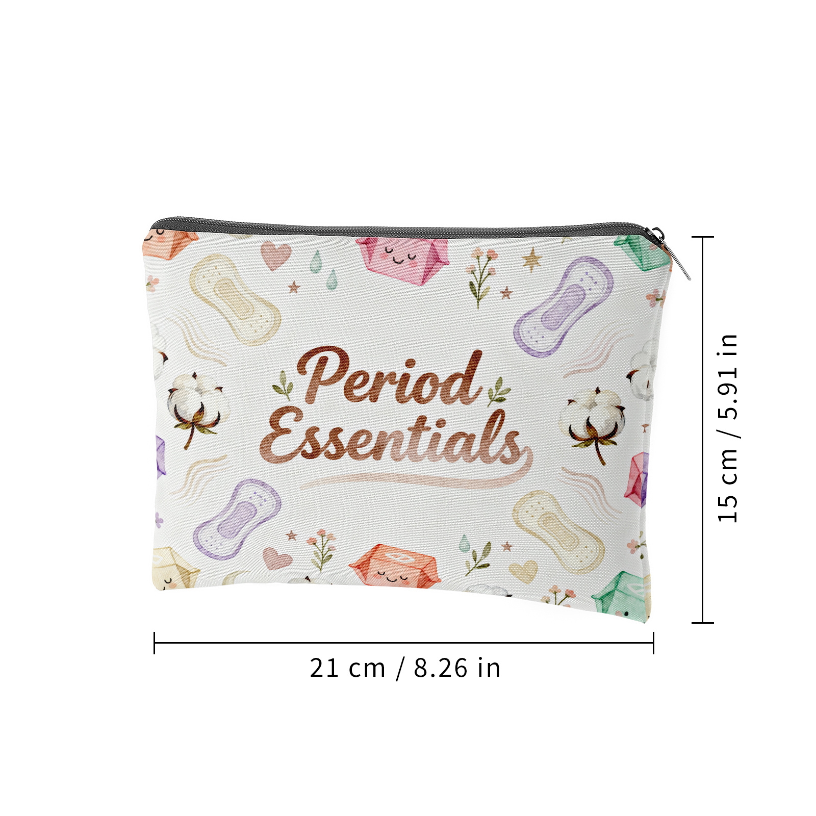 TEMU Borsa portaoggetti foderata "Period Essentials", pochette per trucco con motivo assorbenti ad , borsa da toilette da viaggio con , organizzatore