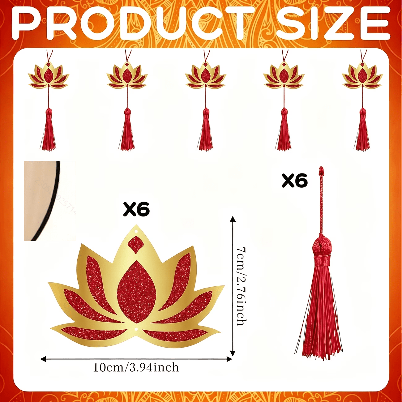 TEMU 6pcs Set Of Wooden Lotus Tassel Ornaments, Suitable For Diwali Home Wall Hangings, Temple Room Entrance Decoration | Lotus Pendant Ornaments,
