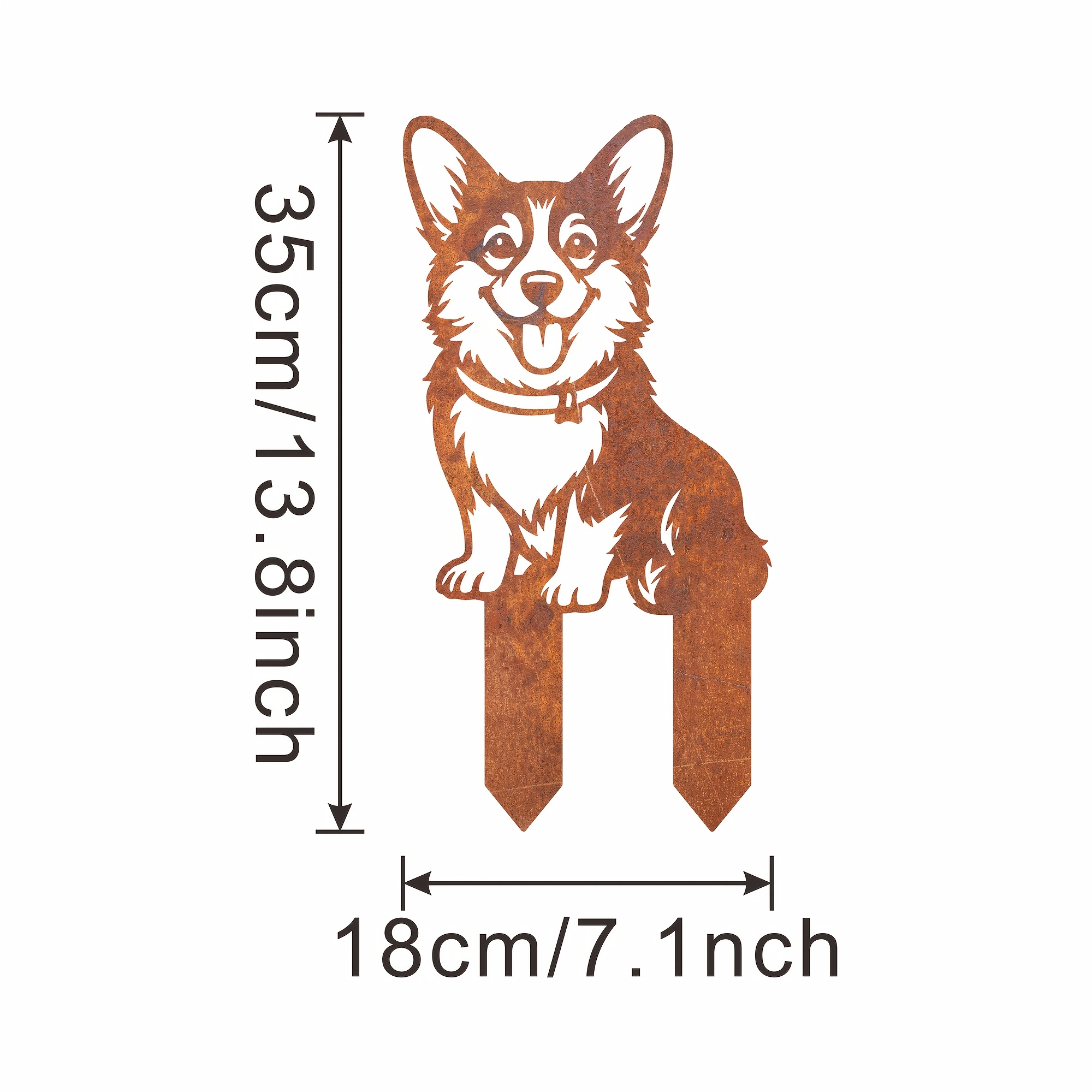 TEMU 【2D Plat】 [2D Plat] Een roestig metalen tuinbord met een Welsh Corgi, perfect voor hondeliefhebbers die een rustieke touch toevoegen aan hun