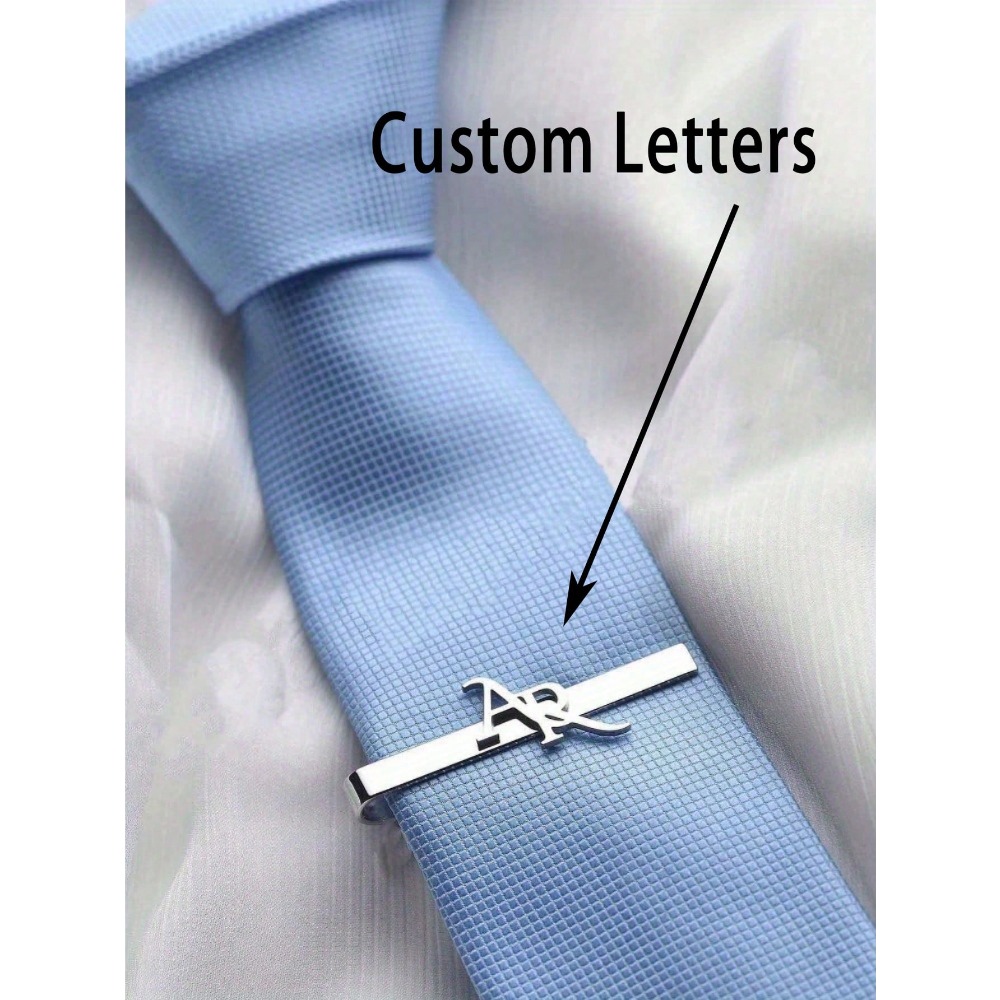 TEMU 1pc Customizable Men's Letter Tie Clip With Personalized Name, Stainless Steel Accessory, Boyfriend Gift, Custom Product, Surprise Gift,