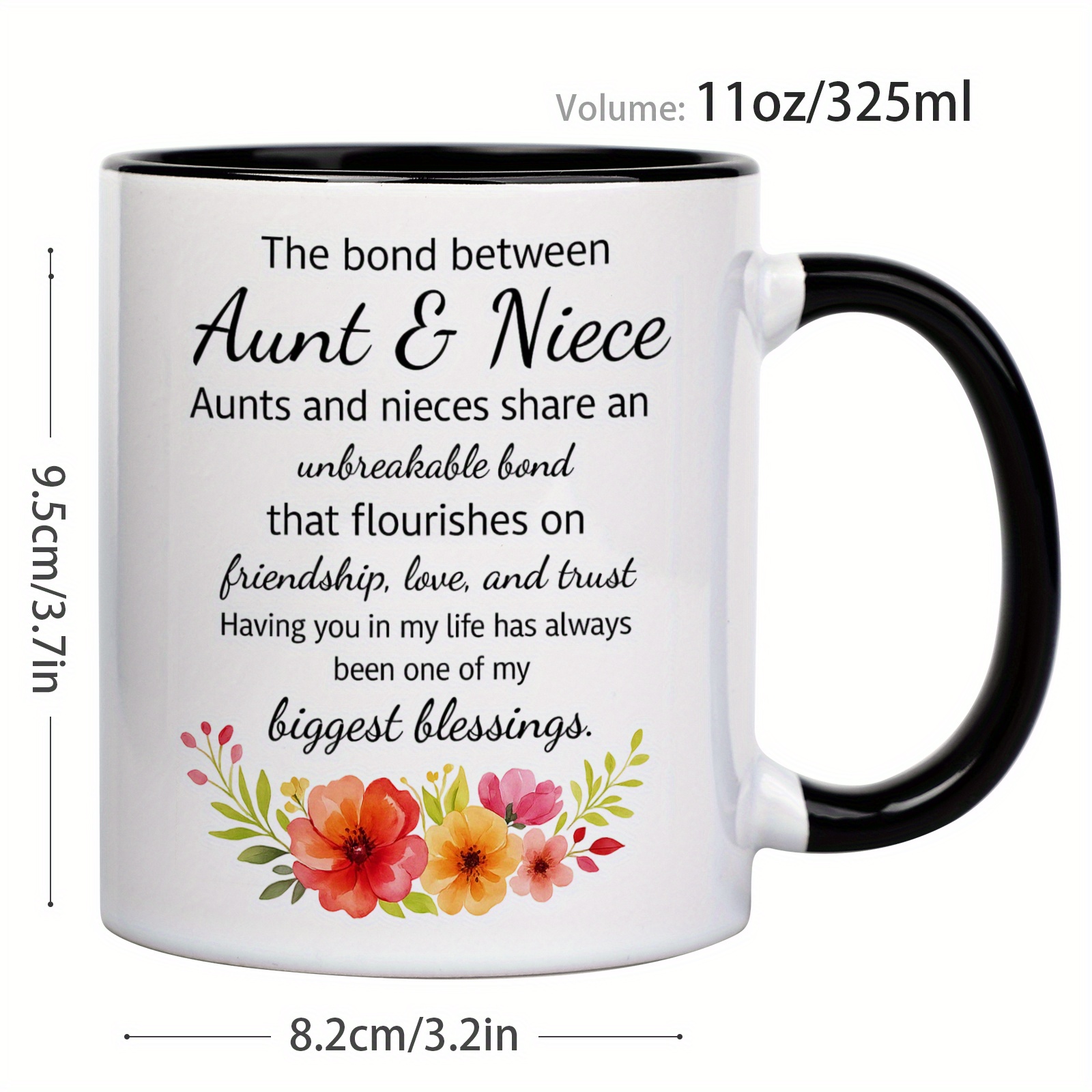 1pc aunt niece bonding gift mug   the   between aunt niece message floral cup with aunt niece relationship quote birthday christmas present for aunt and niece elegant   coffee cup for tea hot beverages     strong ideal for aunt niece celebrations   present   message durable drinkware   ceramics   daily motivation spiritual encouragement coffee bar accessories 4
