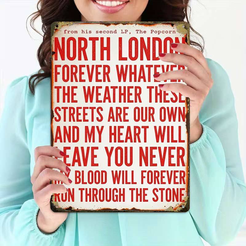 TEMU 2d Flat, 1pc Vintage North Art Sign - Suitable For Decor, Artificial English Quote Decoration With North London , Gift For Londoners, Retro