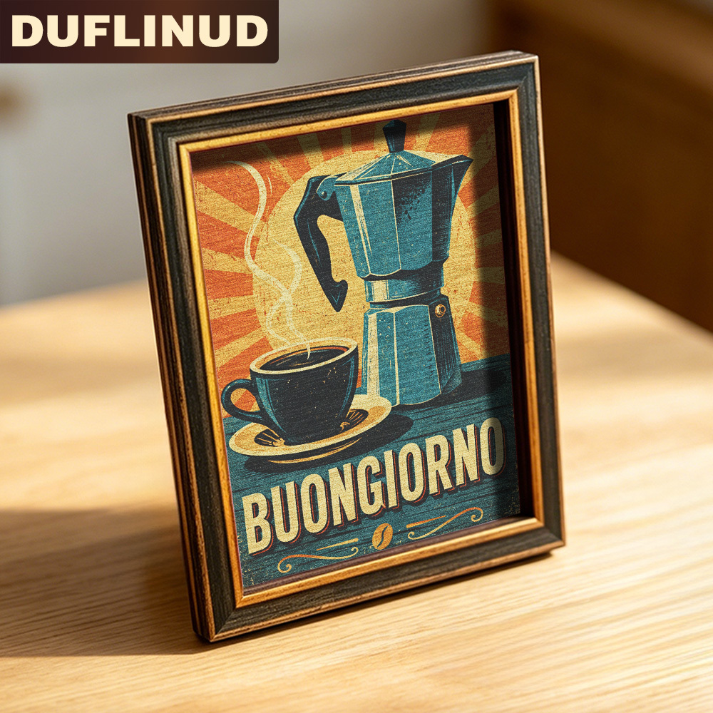 TEMU Aimant de réfrigérateur DUFLINUD Cafetière Moka Italienne pour café, décoration en bois avec la italienne , mini cafetière italienne, décoration