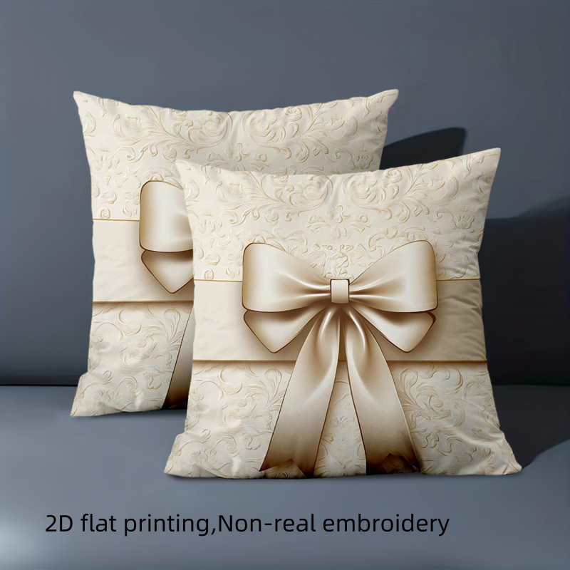 TEMU 2/4-piece Set, 2d Flat-printed Polyester Luxurious Golden-patterned Decorative Pillowcases, Embroidery, An Atmosphere. Suitable For Living Room