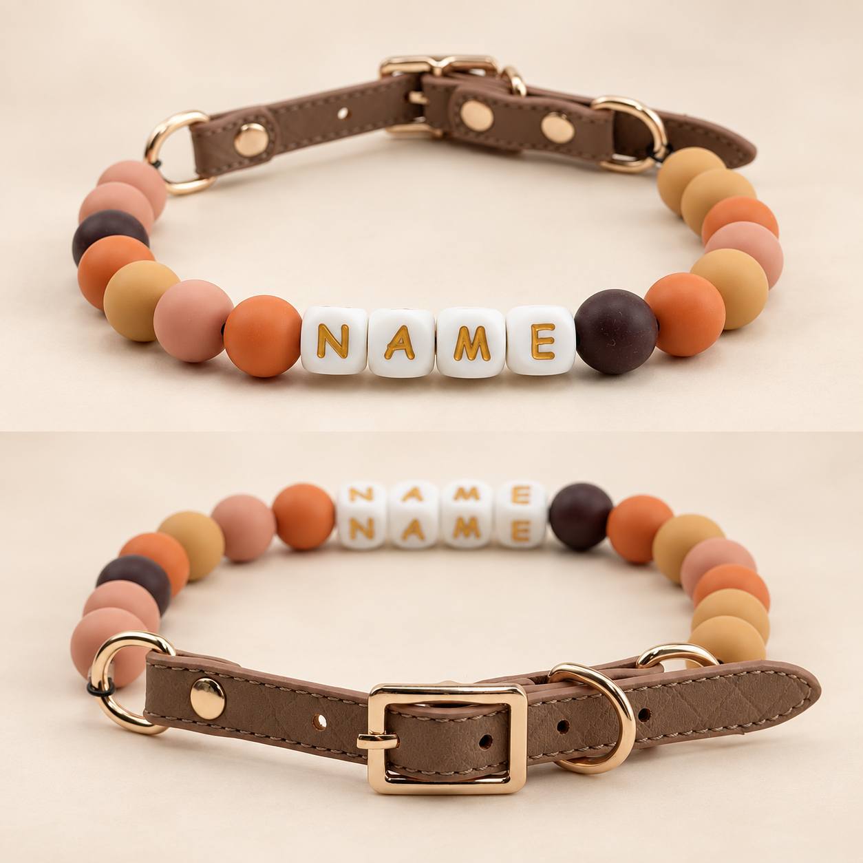 TEMU Gepersonaliseerde halsband voor katten en honden met kralen en een letter met naam, verkrijgbaar in meerdere kleuren en maten, verstelbare