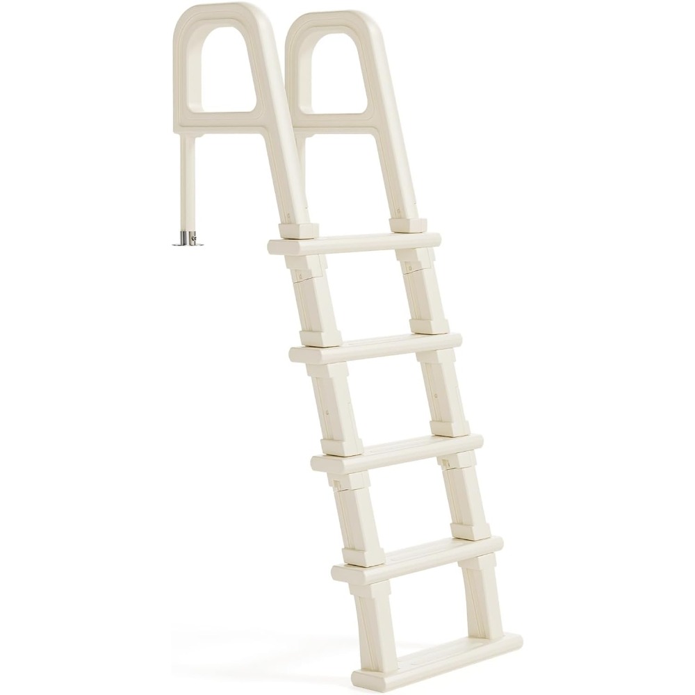 Image of Bonnlo 5-step Non-slip Pool Ladder, 119-137cm, Pe, Single-sided Pool Stairs, 150×60×60cm, Suitable For Above-ground And In-ground Pools