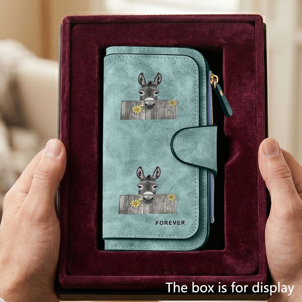TEMU 1pc New Personalized Donkey Flower Men's Large Capacity Wallet With Name Card Slot And Cash Bag, Suitable For Formal Occasions And Office Use,