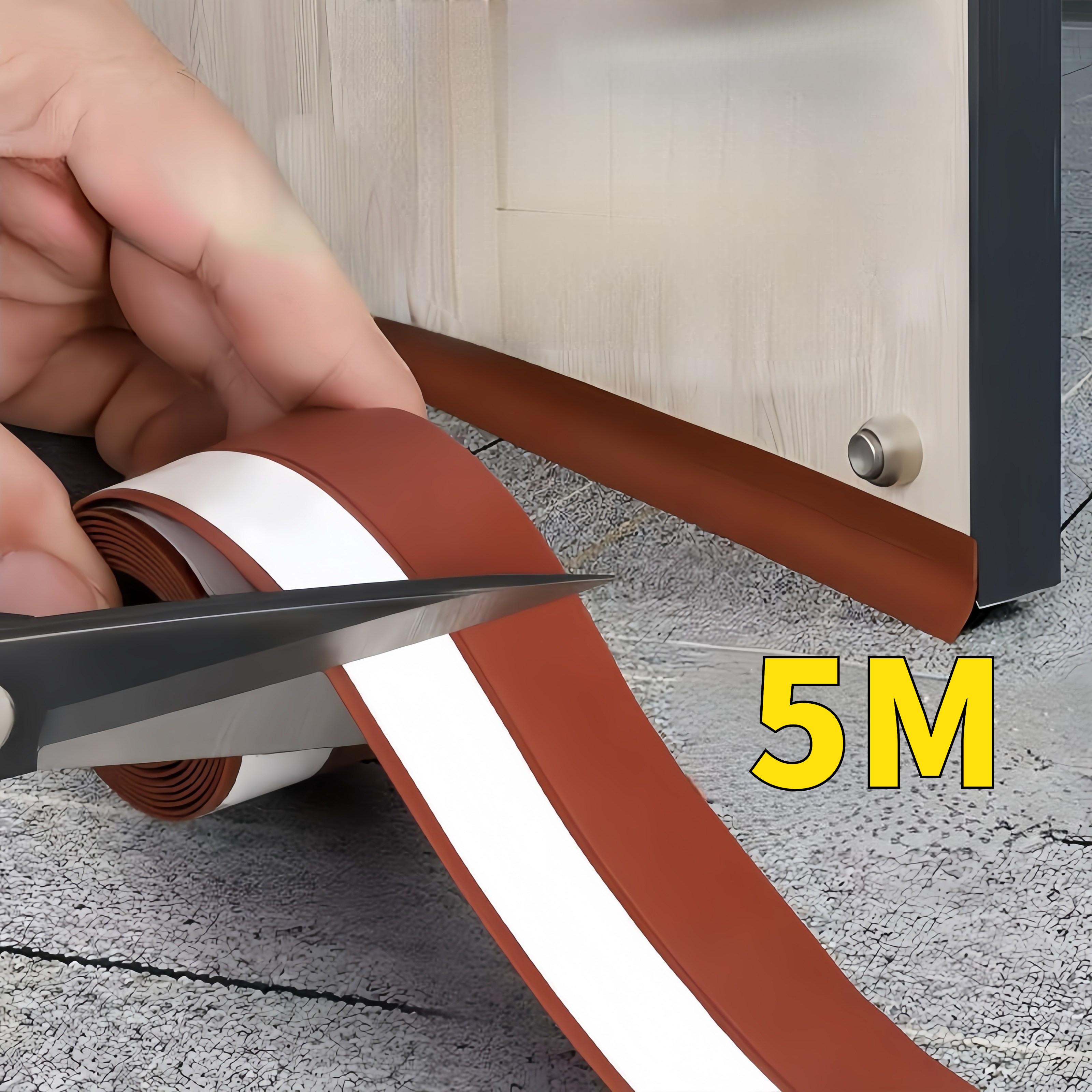TEMU Tira de de silicona de 5 m/196.85 pulgadas para puertas y ventanas, tira para huecos de puertas de cristal a prueba de viento e insonorizante,