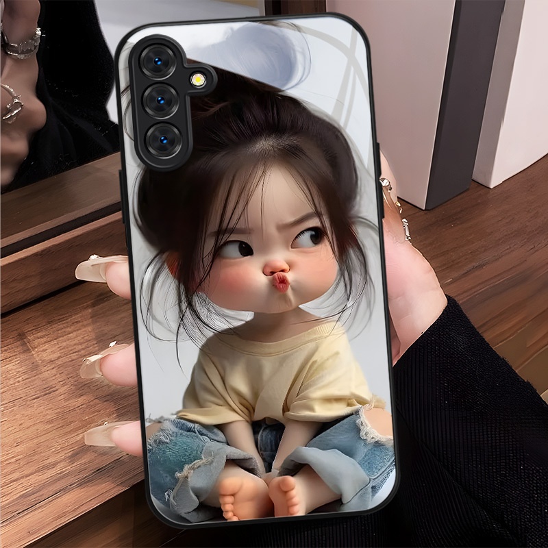 TEMU Phone Case - Cute Girl Pattern Phone Case Tempered Glass For