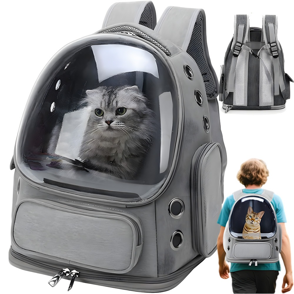 TEMU 1 Set Katten Rugzak Air Box, Ontwerp, Ventilatie, Verstelbare Schouderband, Geschikt voor Honden en Katten