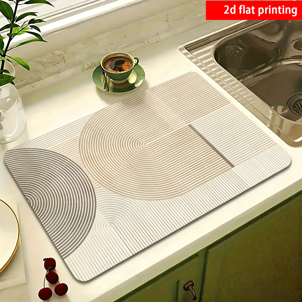 TEMU 2d Flat Printing, 1pc, Modern Minimalist Style Table Mat/absorbent Placemat, Non-slip Rubber Material, Suitable For Dish Drying, Daily Dining,
