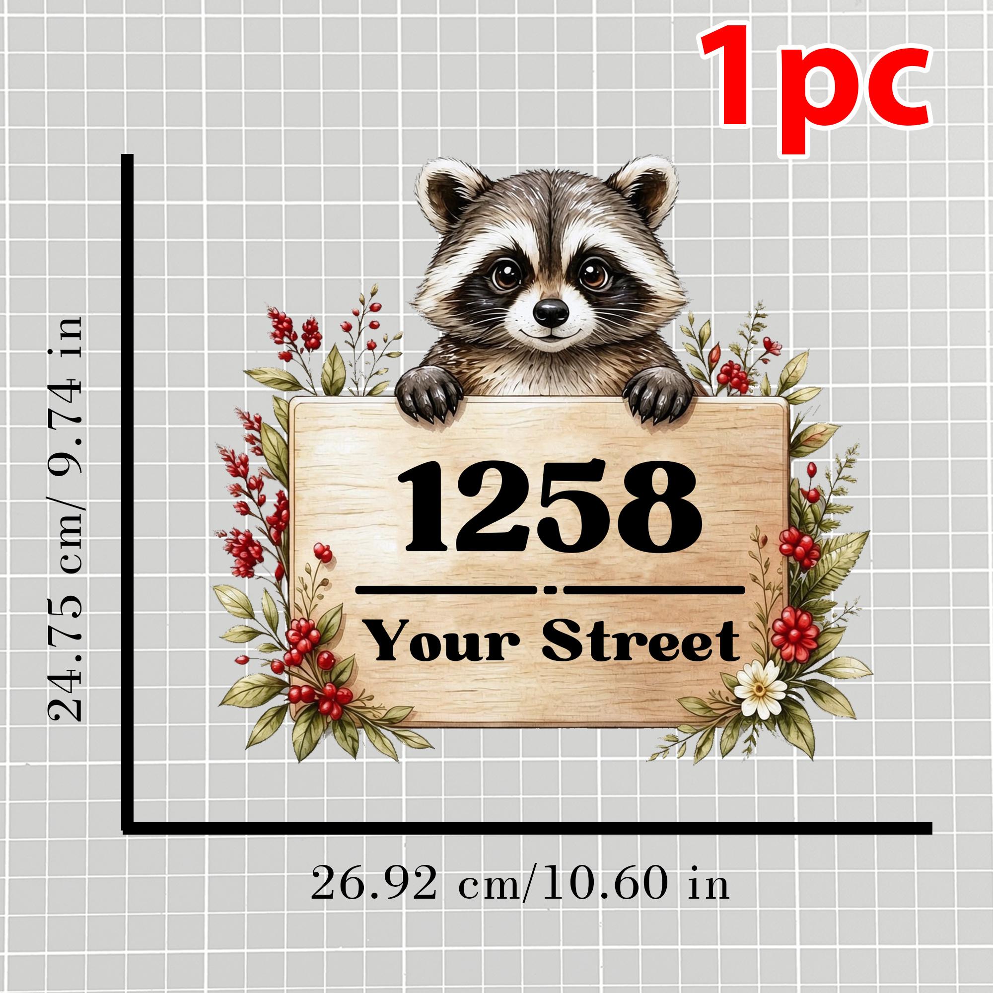 TEMU 1pc Custom Trash Can Sticker, Cartoon Animal Floral Border Self-adhesive Paper, Custom House Number Or Street Name, Waterproof Weatherproof