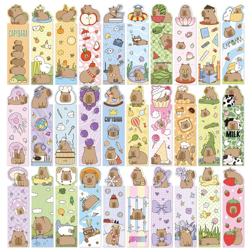 TEMU Capybara Bookmarks, 30pcs, New Year Gift, Back-to- Book Decoration Reading Tags, Stationery Gift, Suitable For Anime Fans, Book Lovers, School