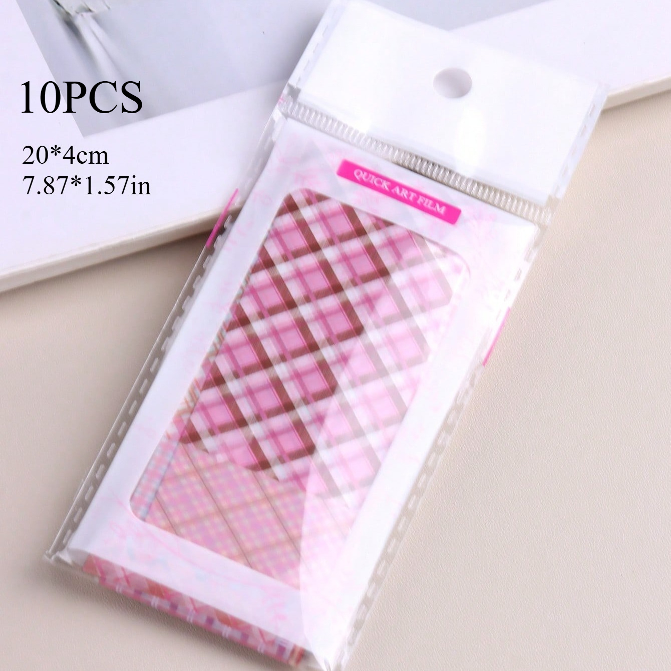 E-shop 10-Farben-Set niedliche karierte Nagelaufkleber im koreanischen/japanischen Stil mit Band, weich & bequem, geeignet für Nagelkunst-Anfänger zum