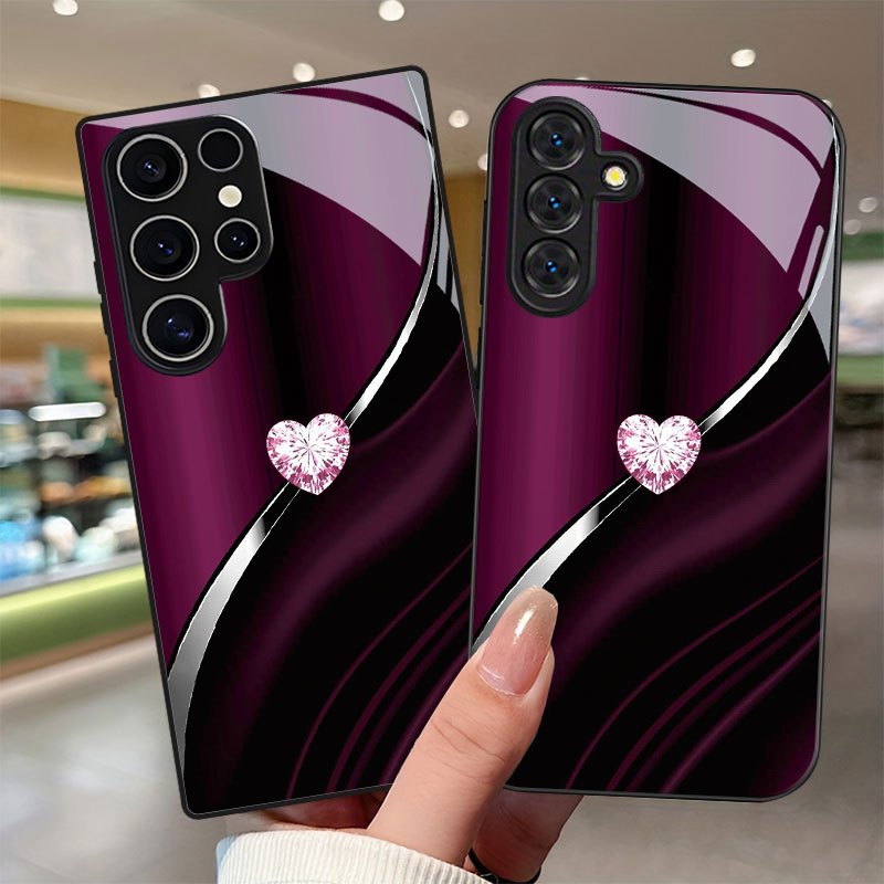 E-shop Handyhülle - Glänzende herzförmige Design Handyhülle mit Objektivschutz für Samsung Galaxy