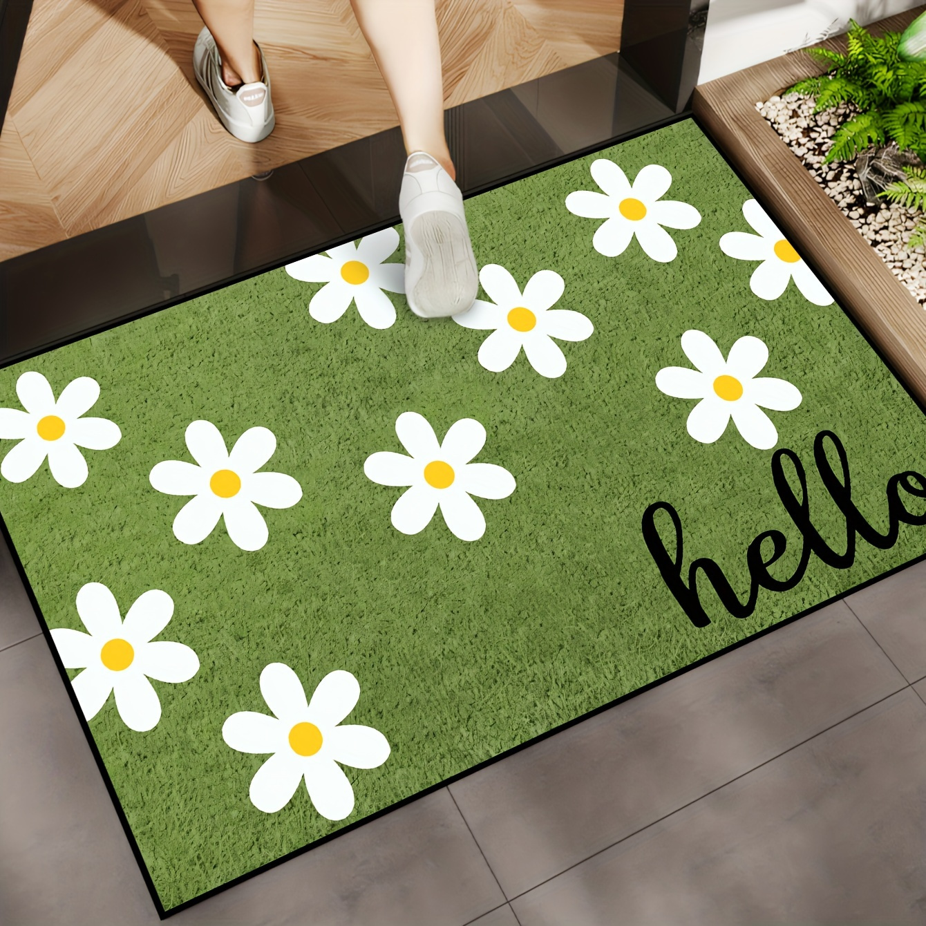 Image of Fashion White Background Welcome Mat-non-slip, Machine Washable And Quick-drying Door Mat, Suitable For Kitchen, Dining Room, , Bathroom, Bedroom-durable And Home Decoration