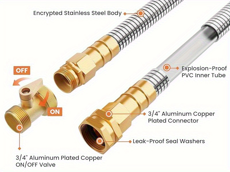 Heavy Duty Stainless Steel Garden Water Hose with Nozzles
