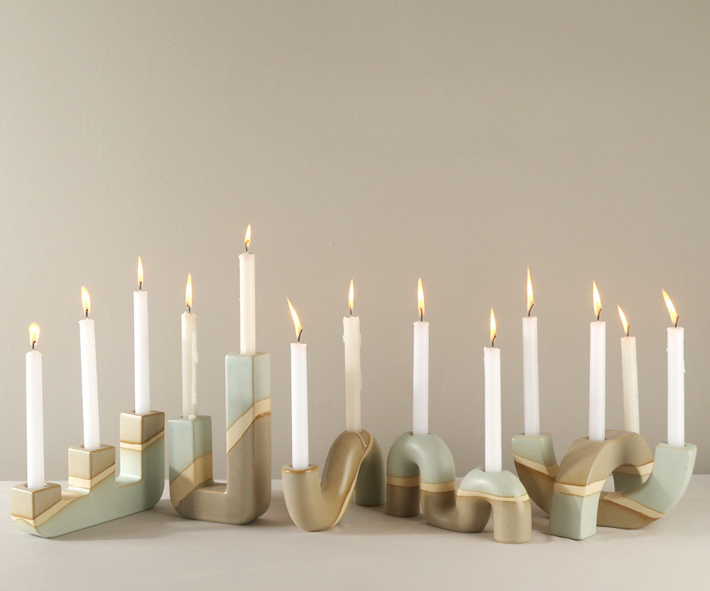 2pcs Modern Minimalist Creative Ceramic Candle Holders, Wedding Celebration Decorative Props