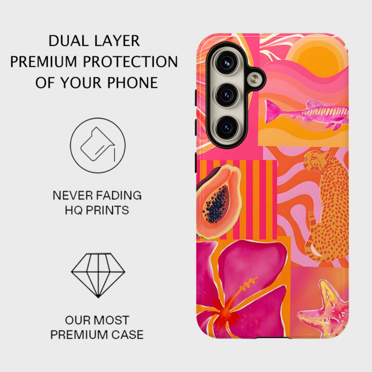 TEMU Phone Case - Fashionable -one Tough Phone Case, Glossy End, Dual Layered Hard Case For Superior Protection, For For Galaxy