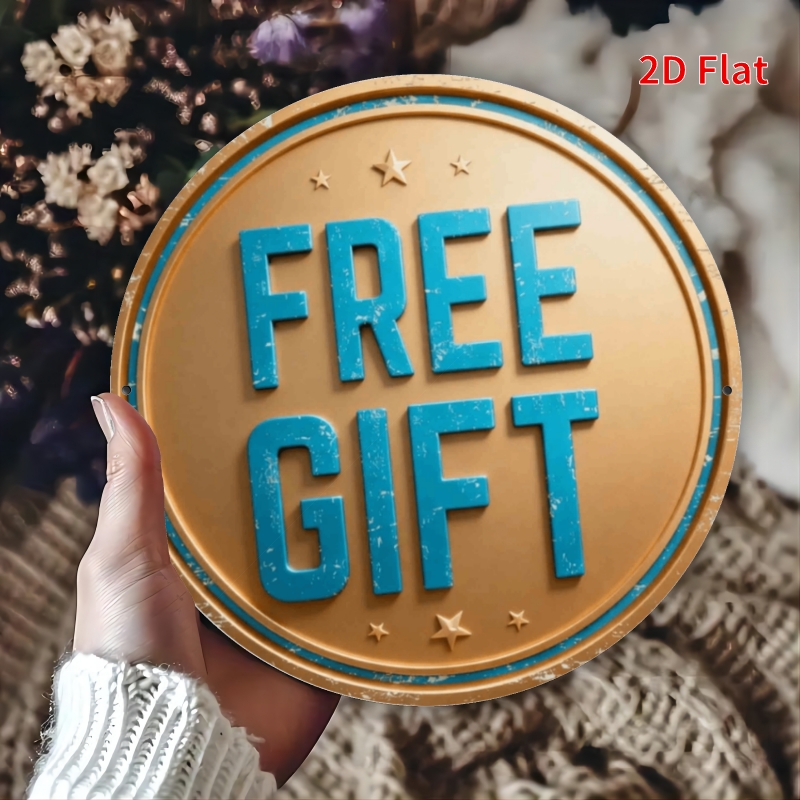TEMU 2d Flat, 2d Flat- Printed 1- Piece Retro Round Iron Metal Wall Hanging With A Free Gift Theme, 7. 8x7. 8 Inches, Suitable For Home, Office, And