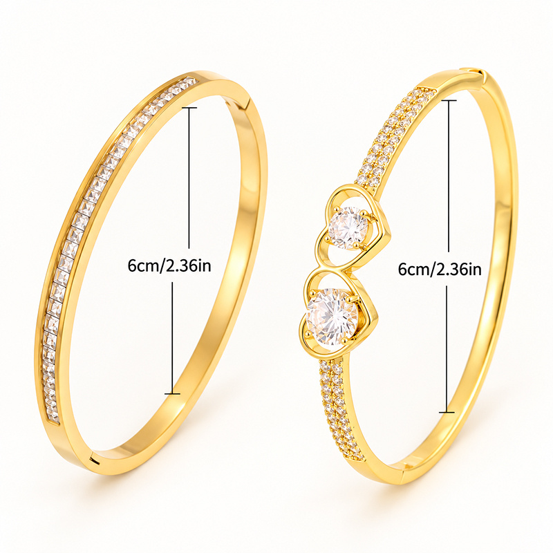 Heart-Inspired Bangle Combo, Eye-Catching Design
