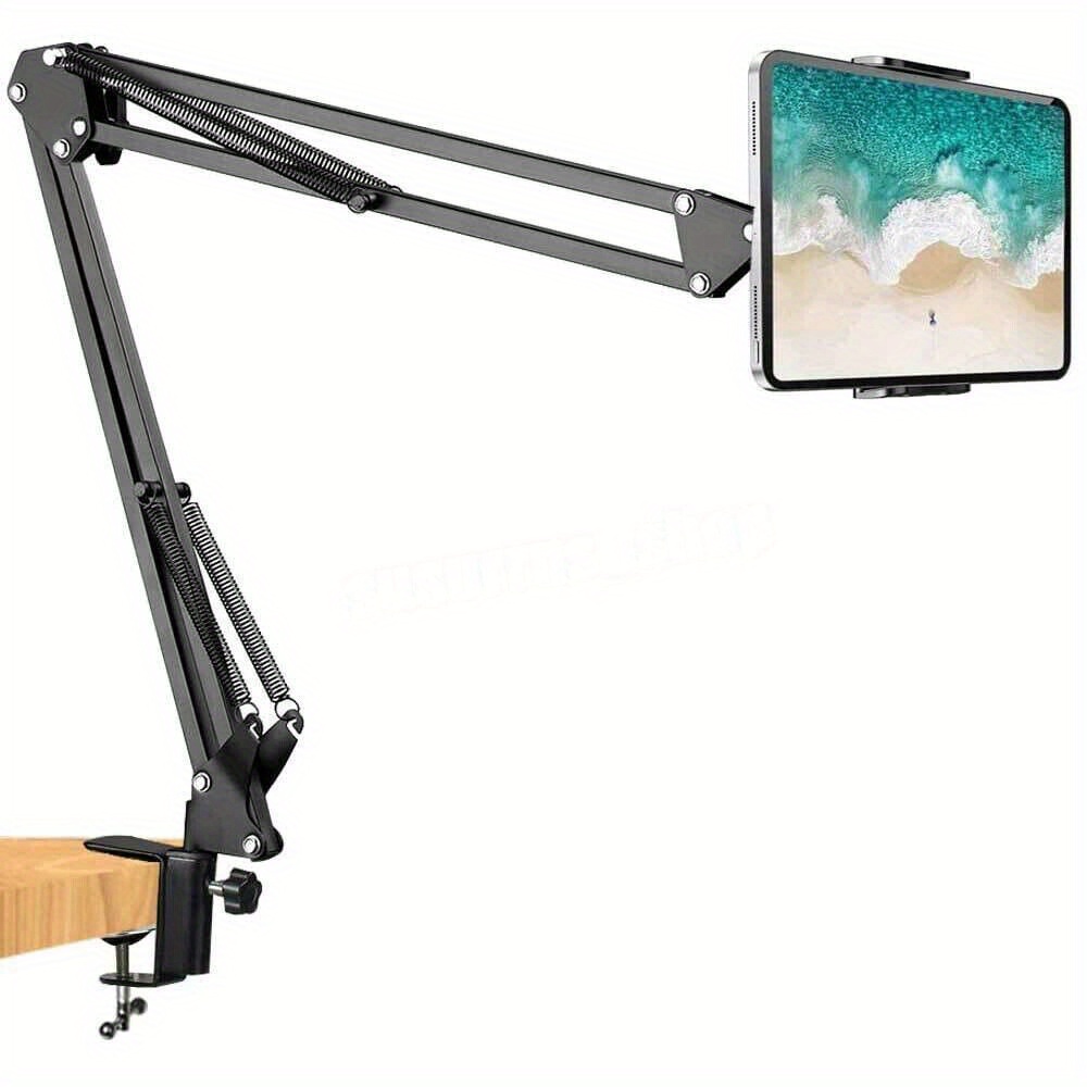 Adjustable 360 Degree Rotating Phone Stand With Long Arm - Flexible Mounting Clip For Desk, Bed And Office Use