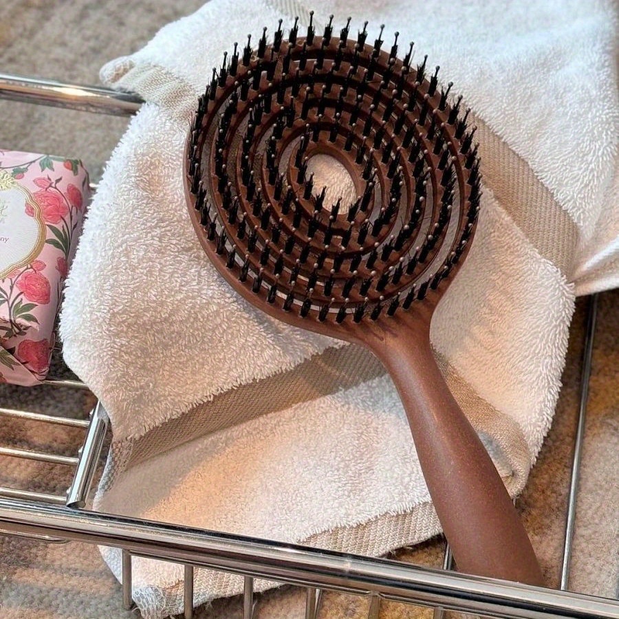 TEMU 1pc Bristle Comb Massage Scalp Easy Portable Comb Large Round Comb High Fluffy Comb Portable Comb
