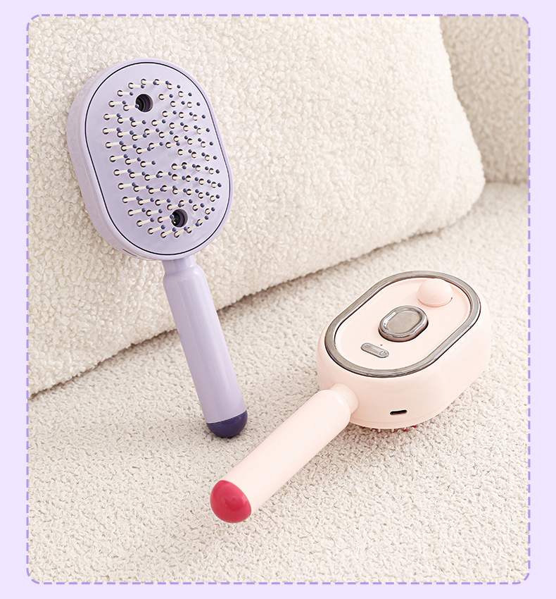 Cepillo de masaje multifuncional con luz roja y rociador, cuidado capilar antifrizz, depósito de agua grande, portátil, limpieza con un clic para cabello enredado, nutrición profunda del cuero cabelludo, regalo para novia en el Día de la Madre