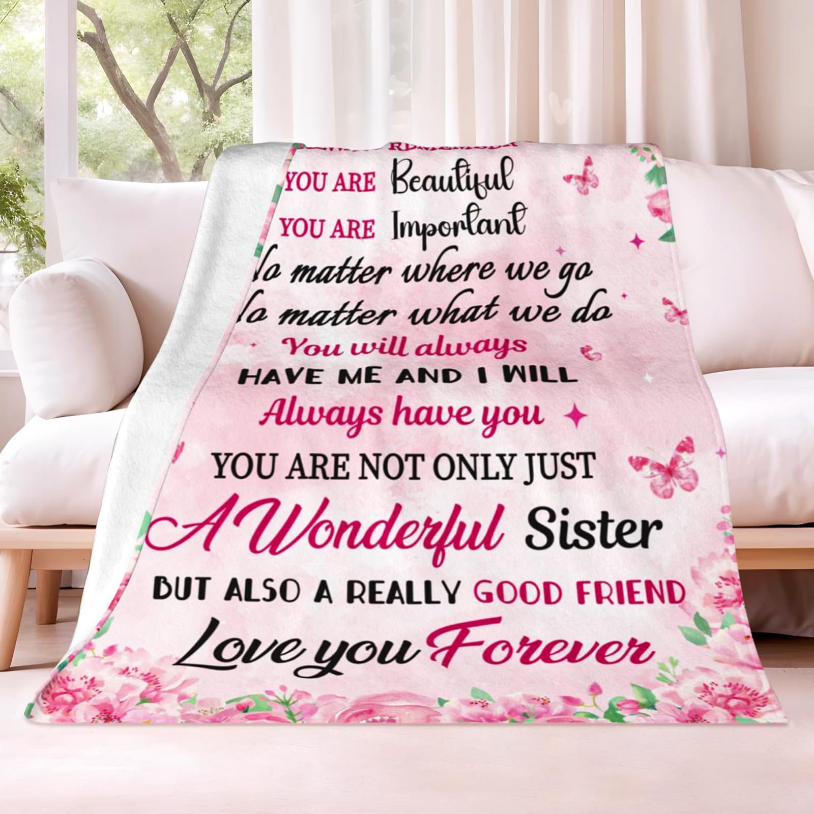 

60" X 80"inch - Sister Birthday Gifts Ideas - Gifts For A Sister From Brother, Sister Blankets From Sister, For Girls, Blanket, Christmas/ Thanksgiving/ Birthday Gifts For Sister