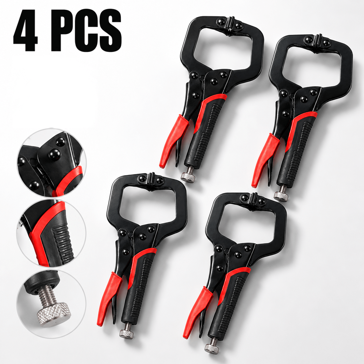 TEMU 4pcs 6 Inch C-clamp, Heavy Duty Carbon Steel Locking Pliers With Non-slip Handle, Adjustable Metal For Welding, Metal Bending, Woodworking And