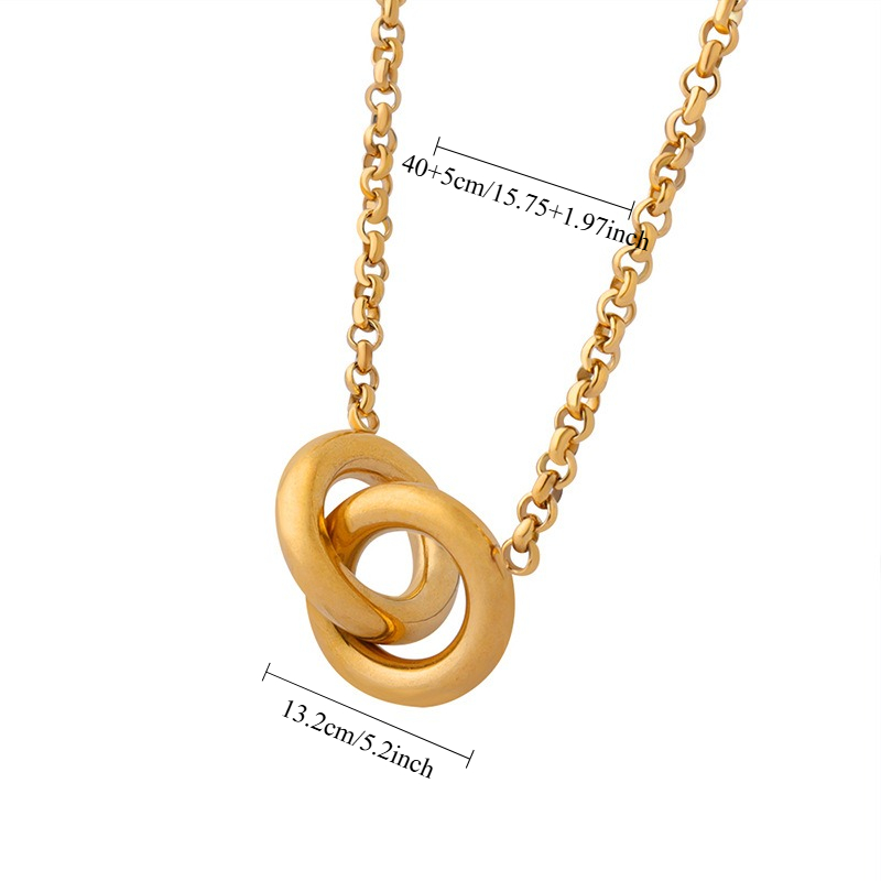 Women's French Geometric Interlocking Circle Pendant Necklace
