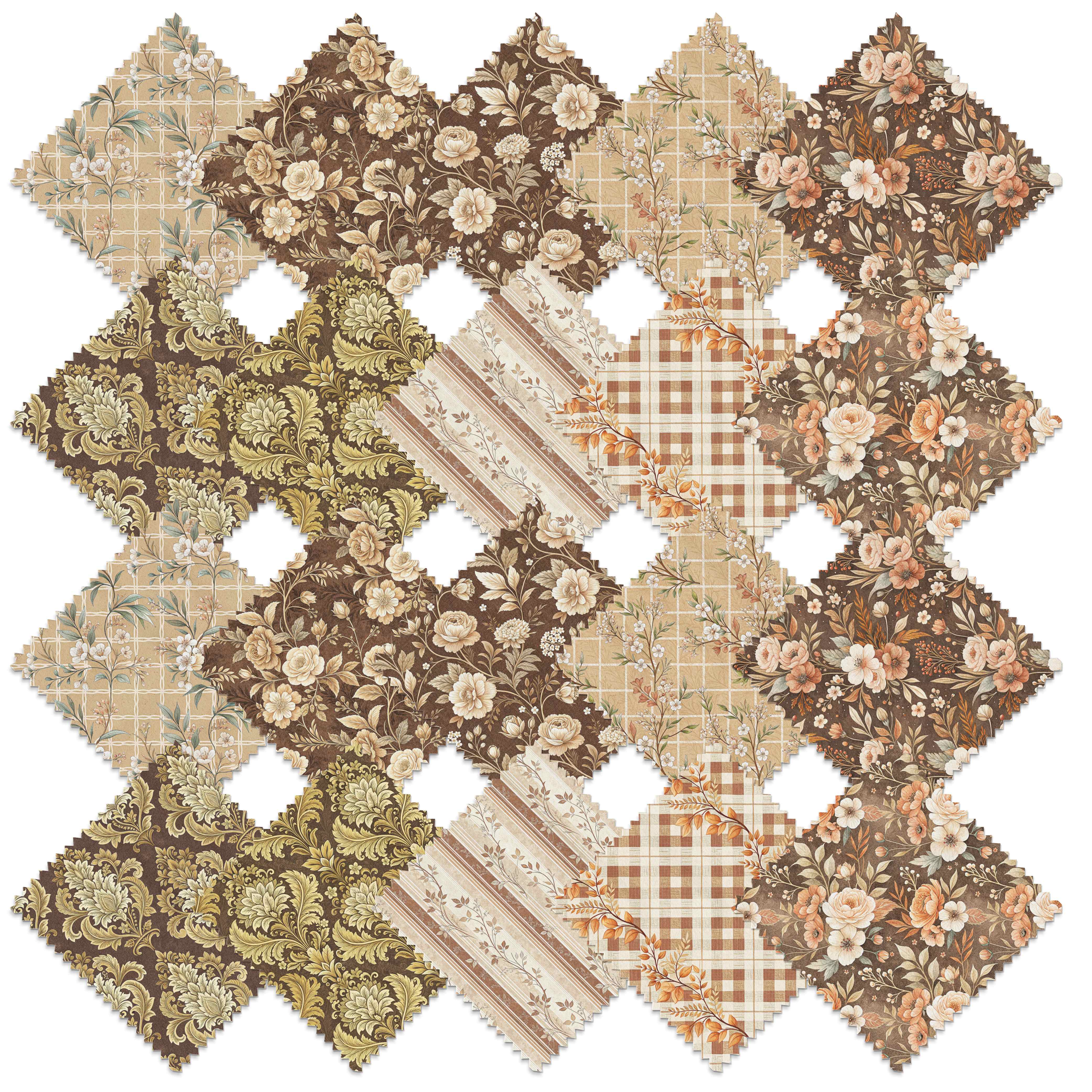 TEMU 20pcs 20pcs 10"x10" (25.4cm²) Pre-cut Squares Fabric Suitable For Diy Quilting, Vintage Floral & Geometric With Suitable For Quilts, Tote Bags,